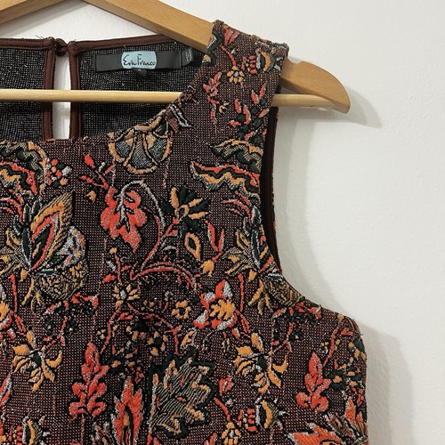 Anthropologie Eva Franco S Brown Jacquard Tulle Boho Feminine Sleeveless Top - Picture 3 of 14