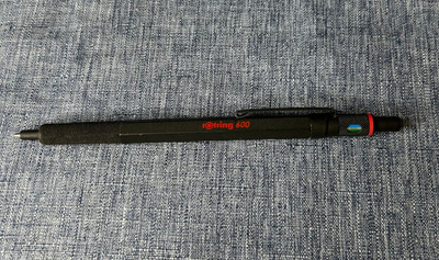 Vintage Rotring 600 Ballpoint Pen Black Japan Cylinder Tip Ink Color Indicator