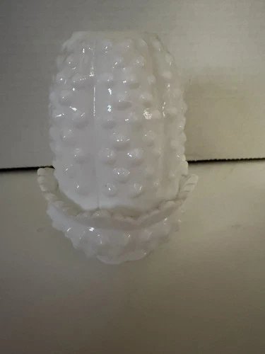 VTG Fenton White Milk Glass Hobnail Fairy Lamp Light Two-Piece