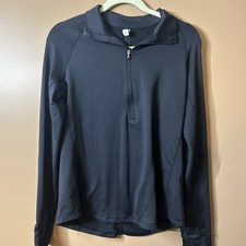 Women  s Large Under Armour Half Zip Jacket Shirt Long Sleeve Black Stretchy