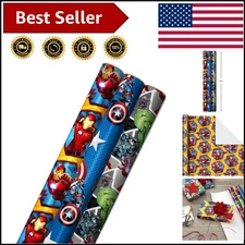 Superhero Gift Wrap Set: Avengers Design, 60 Sq Ft Perfect for Every Celebration