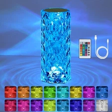 Crystal Lamp Touch, RGB 16 Colors Changing Night Light with Remote, Crystal T...