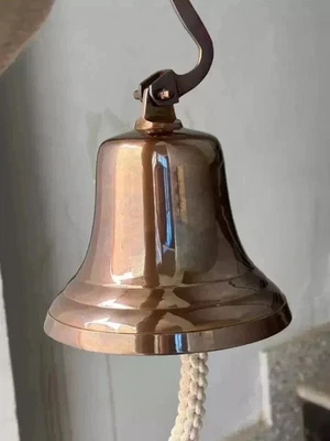 Nautical Ship's Boat Hanging Bell 11" Solid Brass Marine Maritime Wall Decor - Image 1 of 4