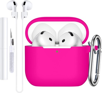Charlam Compatible with AirPods 4 Case(2024), Soft Silicone Rose Pink 