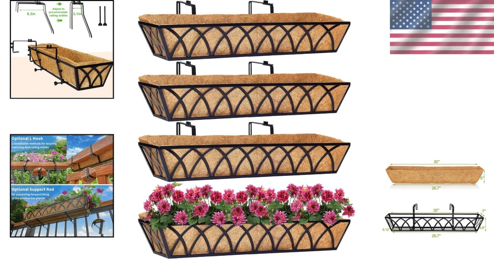 Versatile 30-Inch Hanging Planter Baskets with 100% Coconut Liners - 4 Pack - Image 2 of 4