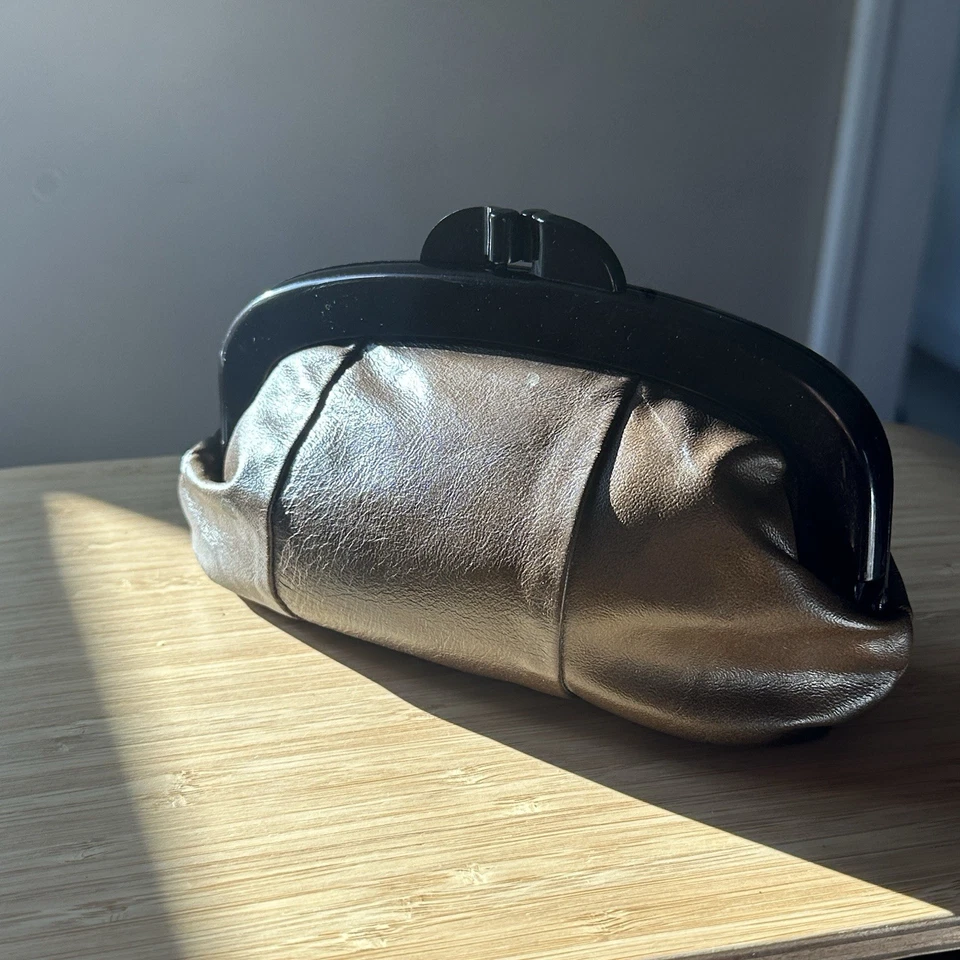 Vintage Leather Clutch Roger Gimbel Accessories Purse Bag Brown Snakeskin - Image 3 of 4