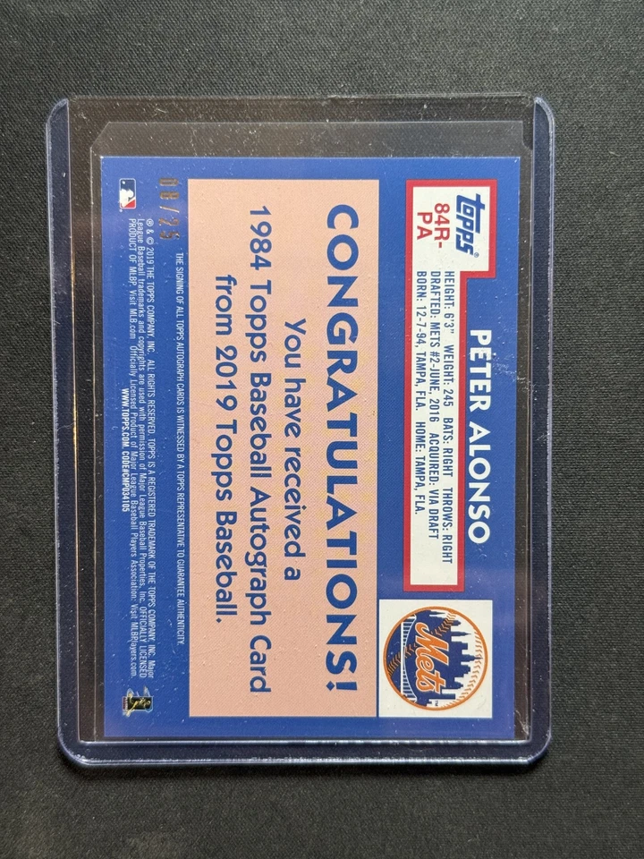 2019 Topps #84R-PA Peter Alonso 1984 Topps Rookies Autographs Red /25 READ!! - Image 2 of 2