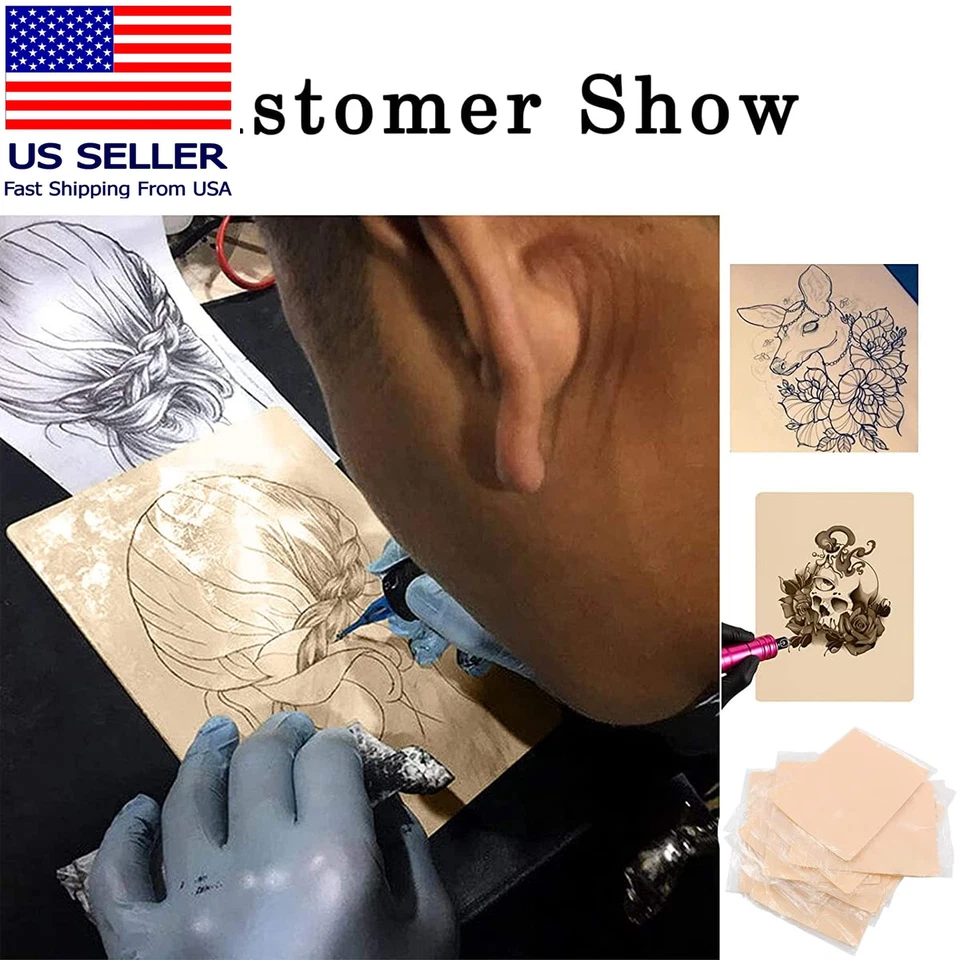 5 Шт. пустой татуировки кожи практика, поддельная кожа двусторонние 8 X 6 дюймов татуировки Microbl - Изображение 2 из 4