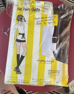 Vintage 1960 Sew It Yourself Kit Hot Pants Outfit Size 8-16 Everything Included