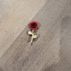 New ListingVintage Gold Tone Red Rose With Leaf Small Brooch Pin Costume Jewelry 1.5”