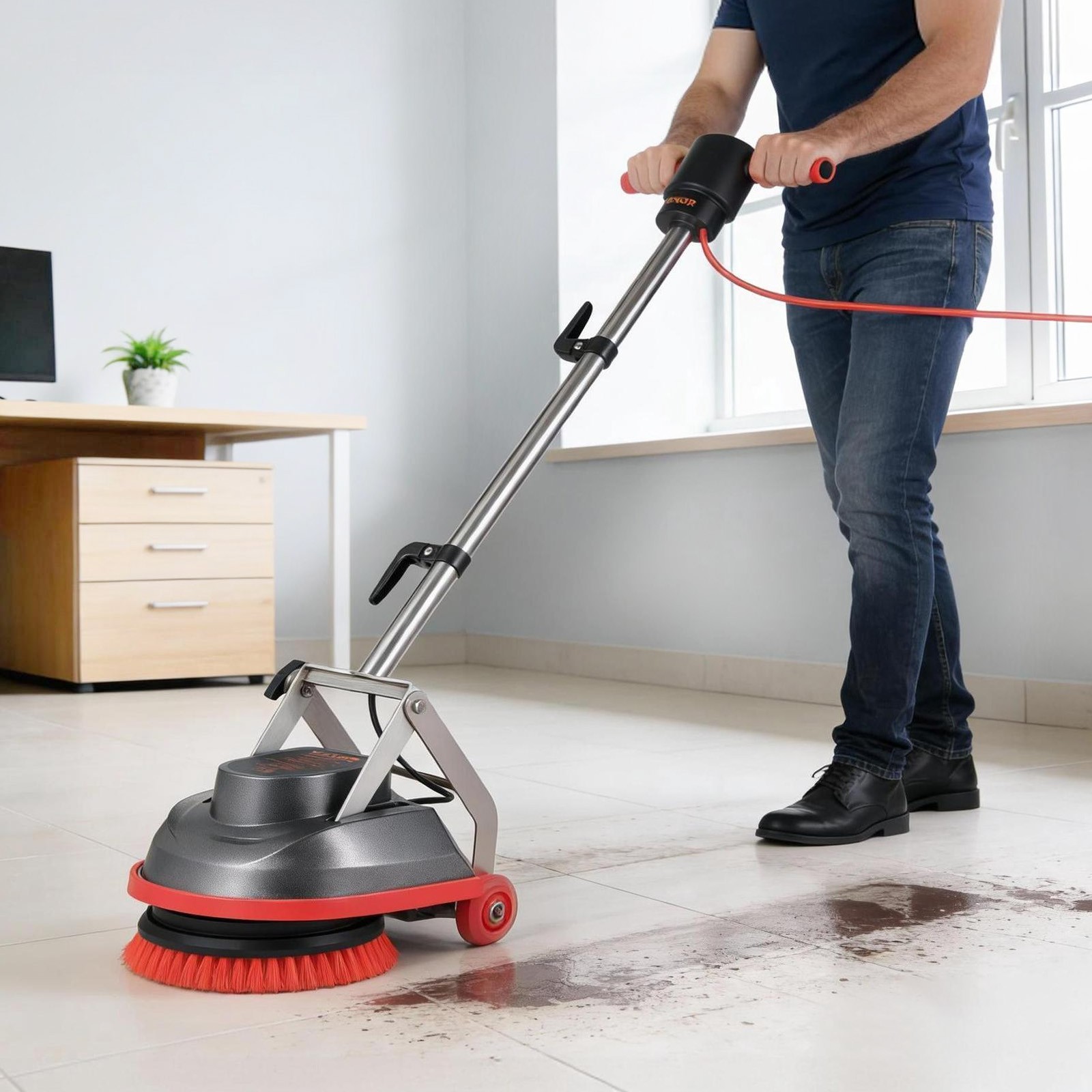 VEVOR Floor Scrubber Machine Floor Cleaner Polisher with 3 P