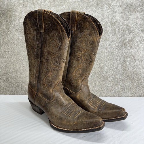 Woman’s ARIAT Cowgirl Brown Boots Pointed Toe 10018597 Western Dress Size 10B