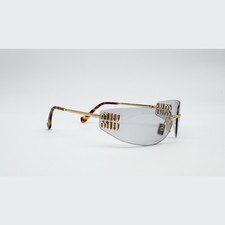 Miu Miu MU A51S Pale Gold Grey Women Wrap Sunglasses