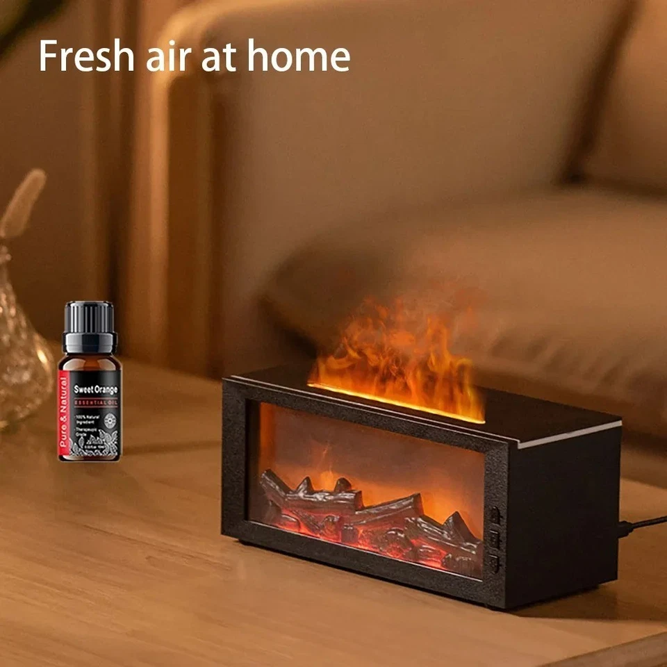Flame Fireplace Humidifier 🔥 Aromatherapy Essential Oil Diffuser with LED Light - Image 2 of 4