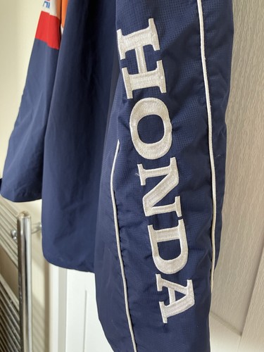 HONDA Racing HRC mens RARE Navy Blue Orange Motorsport Nylon Jacket size L - Picture 10 of 21
