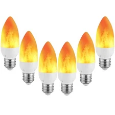 6Packs E26/E27 LED Flame Effect Light Bulbs Flickering Flame Tip Candelabra L...