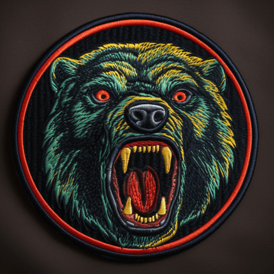 Black Bear Patch Iron-on Applique Halloween Infected Zombie Wild Animal Badge