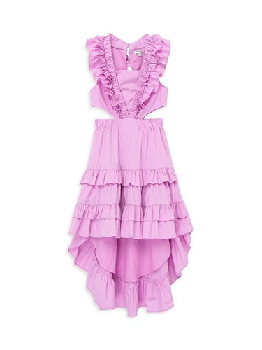Habitual Girl's High Low Ruffle Maxi Dress Purple - Picture 13 of 18