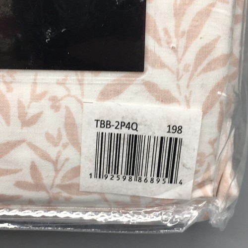 4pc Dwell Studio Botanical Leaf QUEEN Sheet Set Dusty Pink White Cotton NEW - Picture 6 of 7