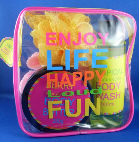 BRAND NEW Modern NEON ENJOY LIFE (6 Pc) Bath Shower Body Set GIFT PACK - In Aust - Bild 1 von 9