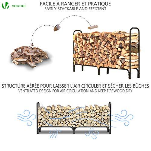 VOUNOT Firewood Log Rack with Waterproof Cover, Metal Log Store Outdoor, 200 x - Picture 5 of 5