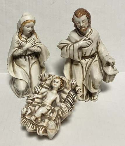 Vintage Caffco Japan 3-Piece Nativity Set Holy Family Neutral Shades - Picture 2 of 13