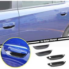 For 2011-2023 Dodge Charger ABS Carbon Fiber Side Door Handle Bowl Cover Trim 4P