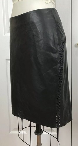 NWT $143 TY-LR BLACK LEATHER LINED STRAIGHT PENCIL HI-LOW SKIRT SIZE S - Picture 5 of 8