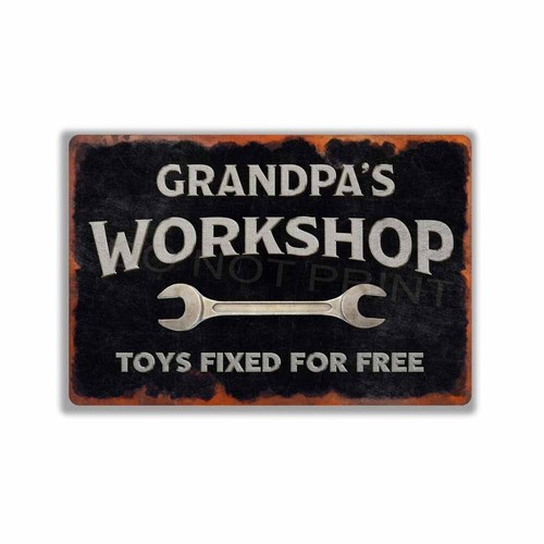 Personalized Grandpas Workshop Vintage Rustic Black CUSTOM METAL SIGN or DECAL - Picture 13 of 16