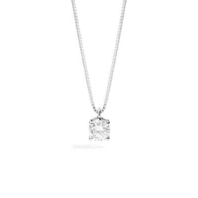 Halskette aus 18k Weißgold mit Diamant Lichtpunkt - Runde Krallen 0,30 ct.