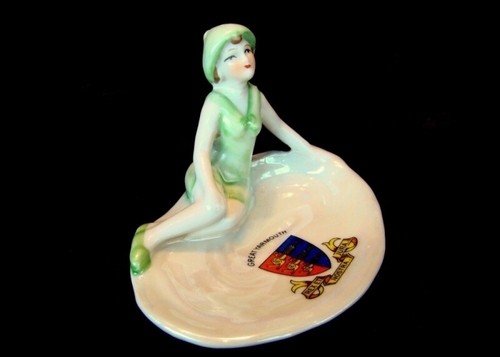 Coupelle Figurine Baigneuse Pin-up Sexy Style Art Deco-allemand Style Art Nouvea - Picture 2 of 5