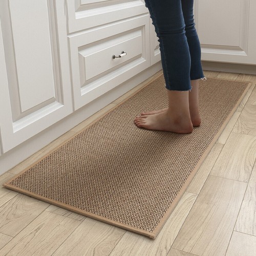 Linen Non-slip Mat Kitchen Floormat Washable Carpet Woven Rubber Back Doormat - Picture 2 of 9