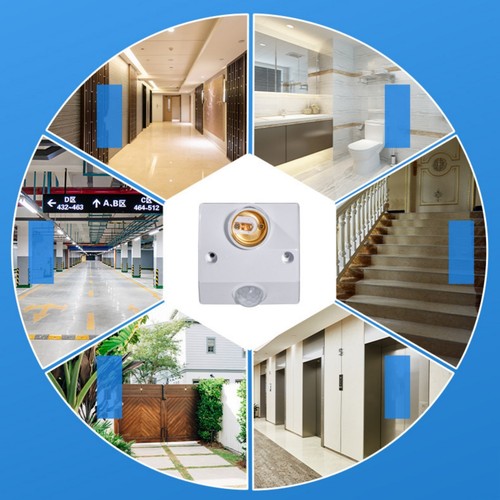 White Auto Human Motion Sensor Detector Bulb Light Lamp Base Holder AC110-240V// - Picture 16 of 20