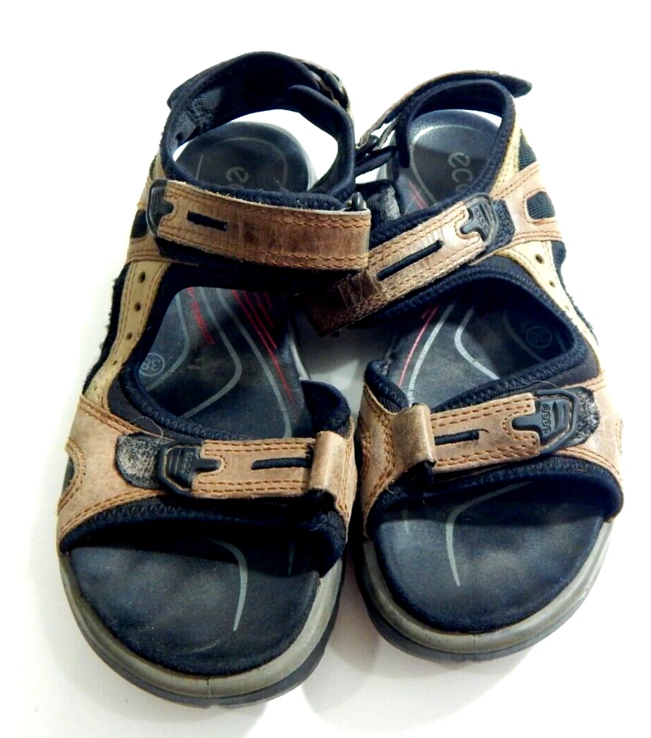 Sandali donna Ecco 38 7 7 5 Yucatan pelle marrone passeggio escursionismo sport usati in ottime condizioni