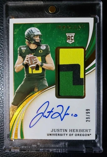 2020 PANINI IMMACULATE RC JUSTIN HERBERT /99 AUTO 3 CLR ROOKIE PATCH CARD 