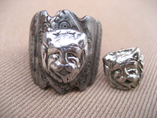 VTG WWII- 1950's Lion Head Handmade Men Bikers Metal Ring Pin Size 10 Old Nice