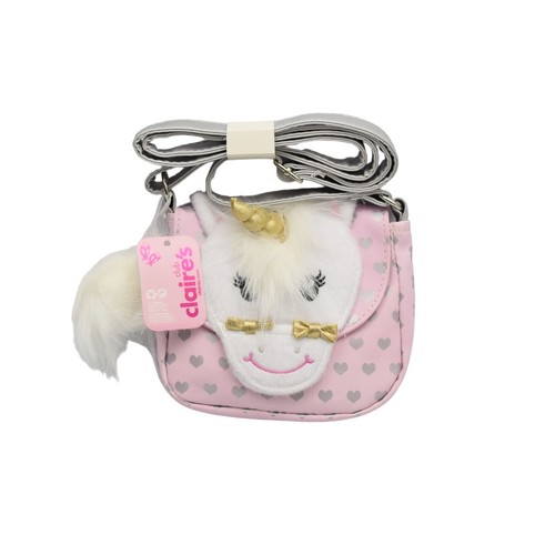 Claires Club Crossbody Bag Purse Ariella the Unicorn Plush Pink Heart Girls - Picture 5 of 5
