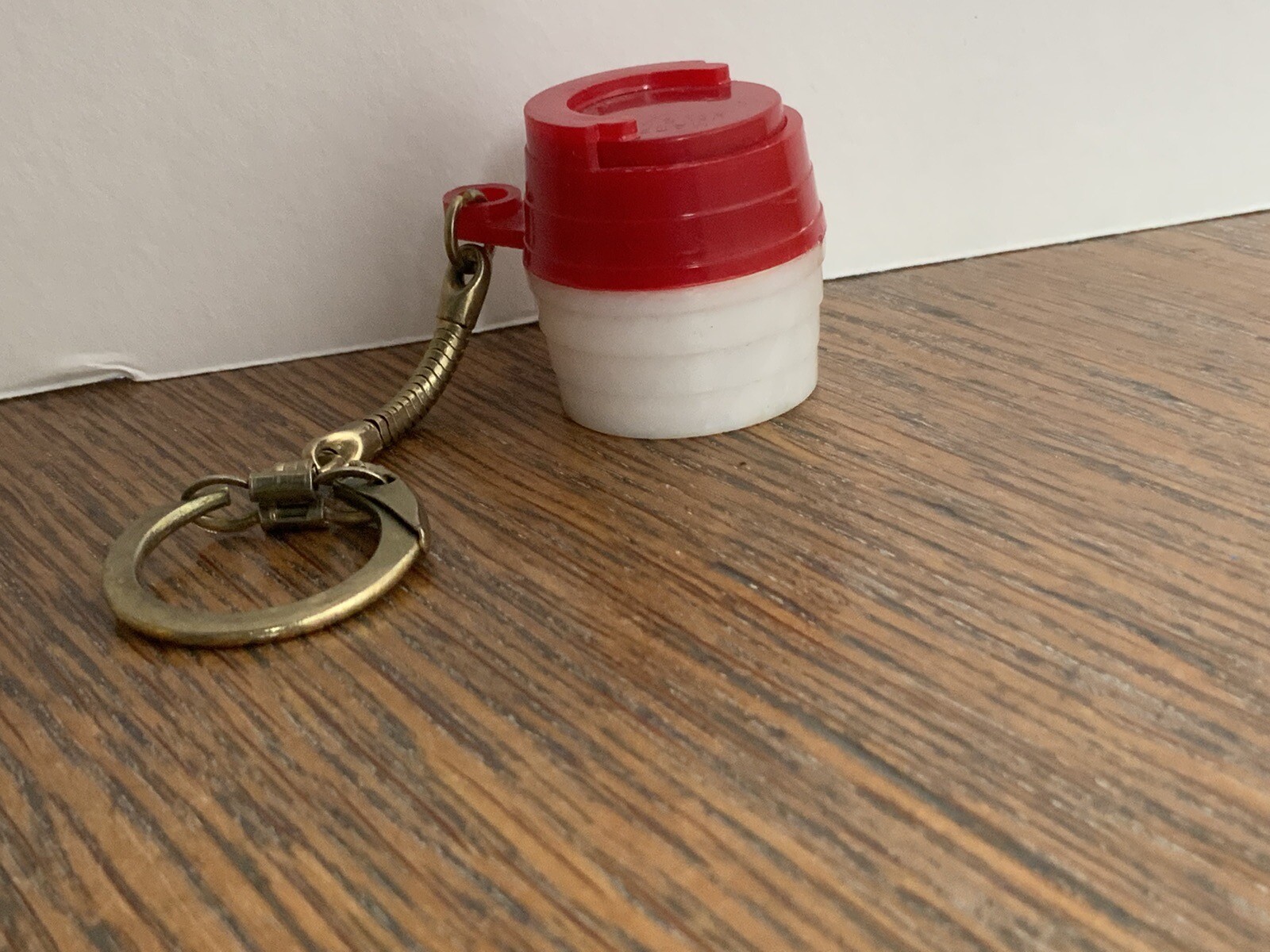 Vintage Keychain Campbell&#039;s Bean Barrel Advertising Coin Holder &amp; Key Chain