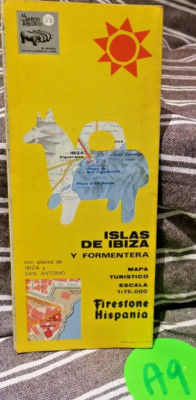 KARTE KARTE INSEL IBIZA UND FORMENTERA FIRESTON HISPANIA SPANIEN SPANIEN 1970