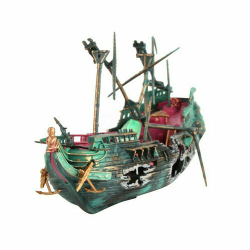 Aquarium Ornament Wreck Boat Sunk Ship Air Split Shipwreck Fish Tank Cave Decor - Picture 6 of 14