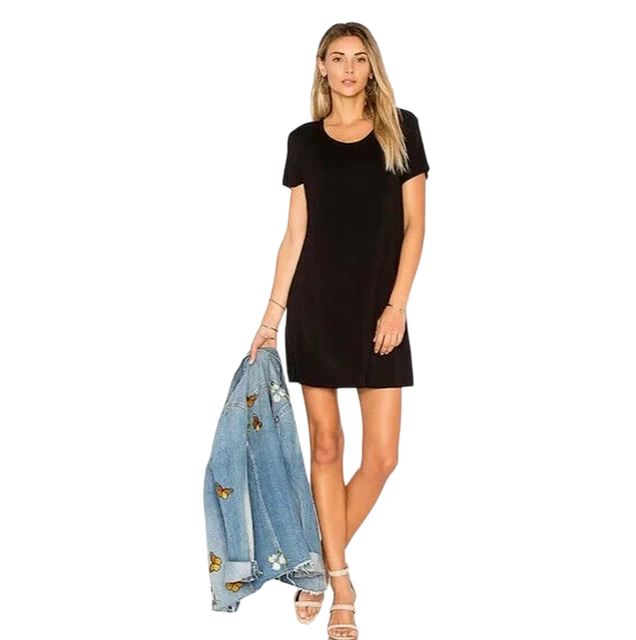 Black Rata Short Sleeve Lined Mini Tee Dress for Lovers & Friends - Size XS