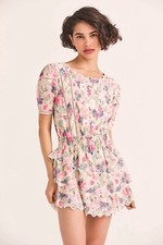 LoveShackFancy Mavis Dress Veiled Kiss Mini Ruffle Floral Pink S NWOT $425