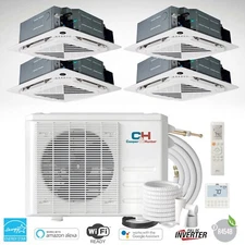 36000 BTU Four 4 Zone Cassette Mini Split Air Conditioner Heat Pump 9K+9K+9k+18K