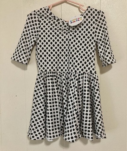 Dot Dot Smile Kleinkind weiß & schwarz gepunktet Ballerina Fit & Flare Kleid 2T