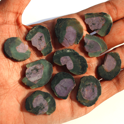 11 Pcs Natural Rare Watermelon Ruby Untreated 22mm-23.7mm Slice Rough Gemstones - Picture 6 of 14