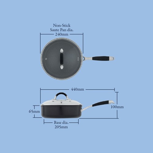 STELLAR 3000 FORGED 24CM NON STICK SAUTE PAN & LID BLACK S318B - Picture 6 of 6