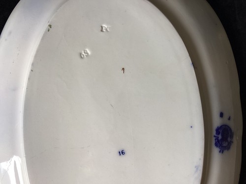 Antique - W.H. Grindley - "Marguerite" Flow Blue - Serving platter - 14 1/4” - Picture 4 of 4