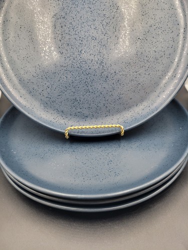 S/O 4 Crate And Barrel Blue Speckled Stoneware Dinner Plates Farmhouse Portugal - Picture 3 of 6