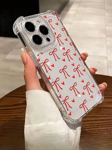 Transparente Handyhülle Schleife Herz mit stoßfesten Ecken für iPhone Modelle - Bild 23 von 32