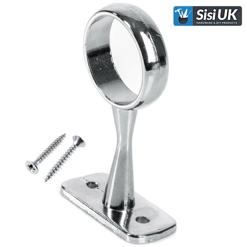 Wardrobe Pole Hanging Rail Fittings Chrome Clothes Pole 19mm 25mm Round Tube. - Picture 2 of 13